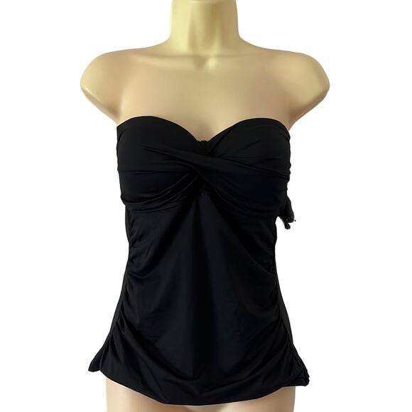 Anne Cole Black Strapless Tankini Top NWT Woman Size Medium - Picture 1 of 8